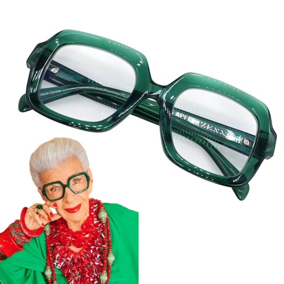 Zenni x Iris Apfel Good To Be Square Emerald Green Frames 4452924 52 [] 22-145 - Picture 1 of 7